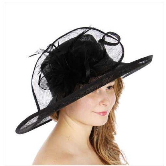 new Sinamay dress hat with flower feather main image 3